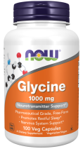 NOW FOODS Glycine 1000mg, 100vcaps. - Glicyna