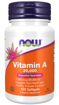 NOW FOODS Witamina A 25000IU, 100sgels.