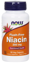 NOW FOODS Niacin Flush-Free 250mg, 90vcaps. - Niacyna - Witamina B-3 - PP